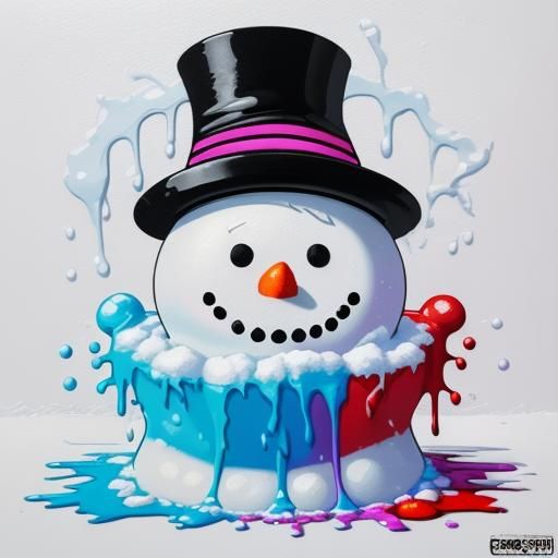 Melting Snowman Graffiti Art