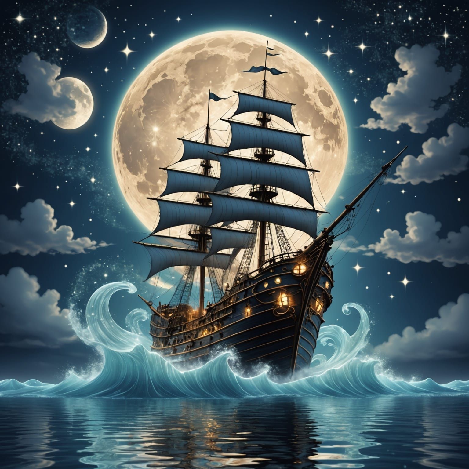 Ethereal Fairy Ghost Ship on Glass Sea