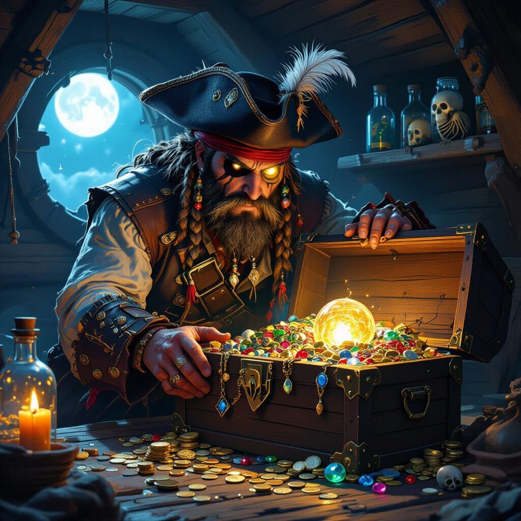 Pirate Treasure Chest in Dramatic Lighting