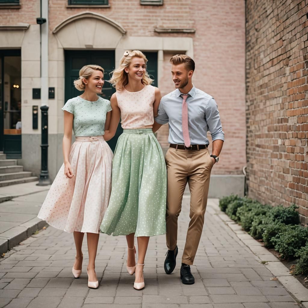 Playful Fashion Photo of Crossdressing Man in Pastel Dress