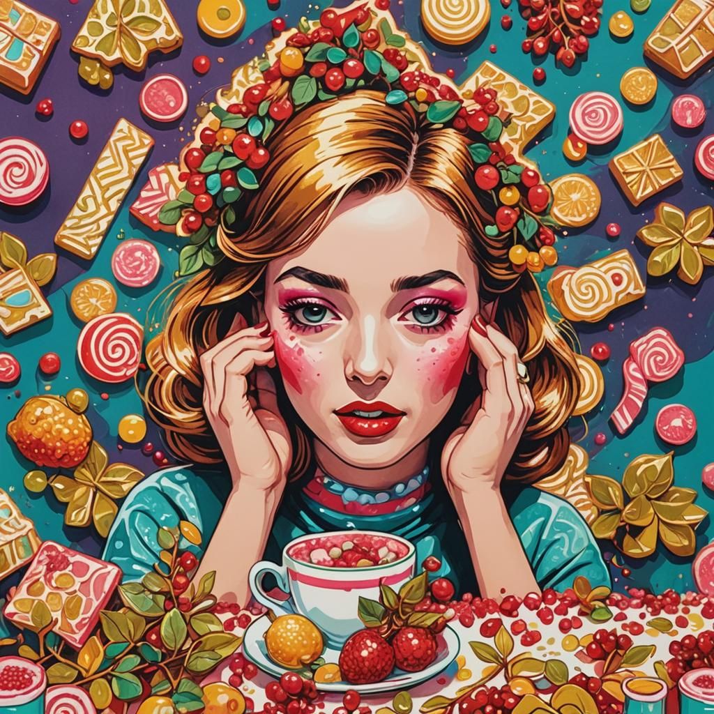 Festive Red Berry Pop Art Screen Print