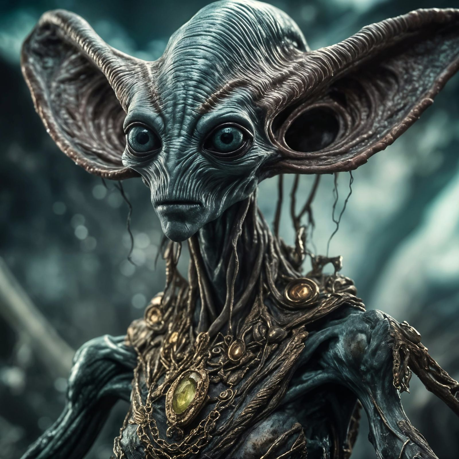 a Hyper-Realistic Portrait of an Alien Creature