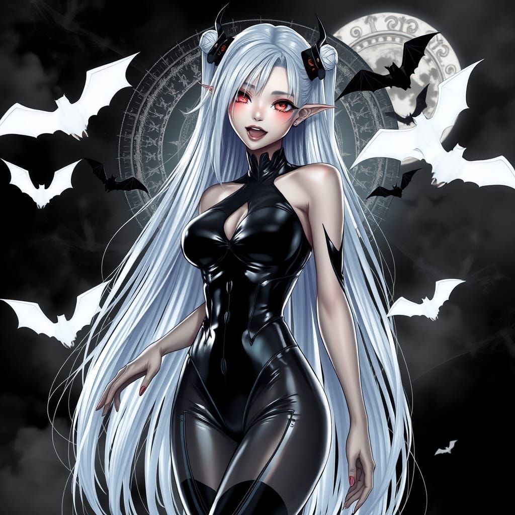 Exotic Vampire Goddess in Dark Anime Art Style