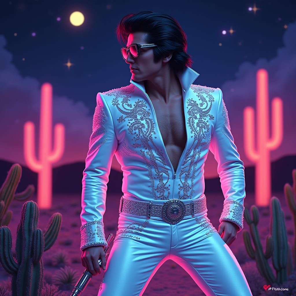 Elvis Presley Shines Under Blacklight in Vibrant Velvet-Insp...