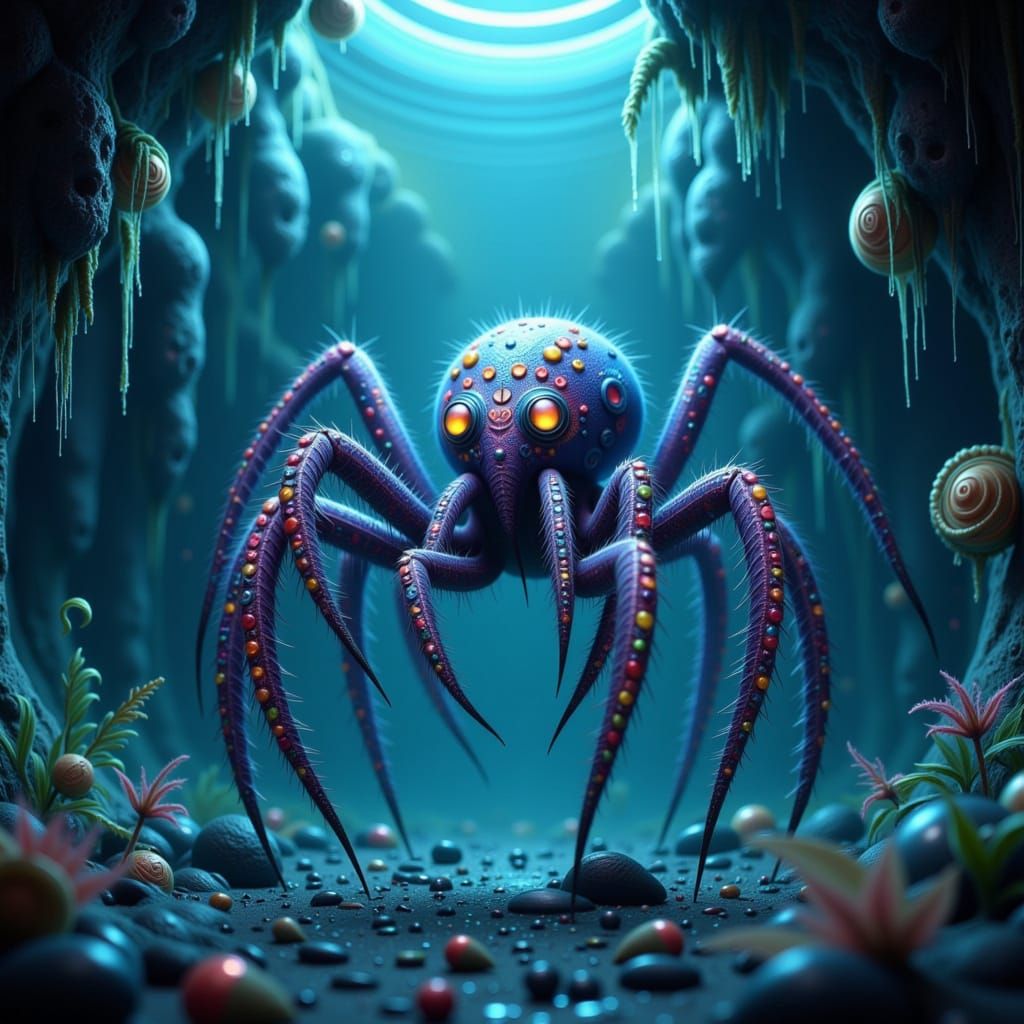 Ethereal 3D Anime Art of an Octopus Spider in an Underwater ...