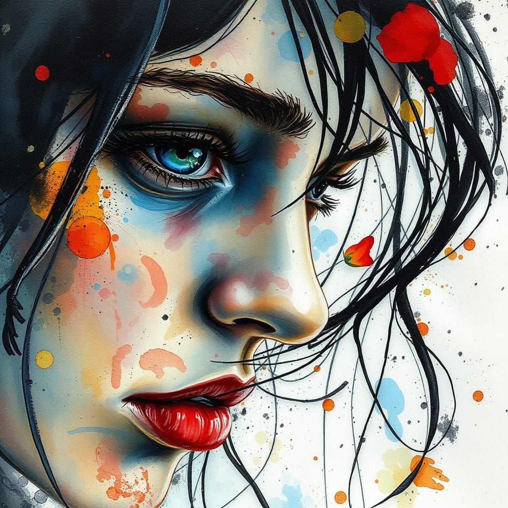 Portrait in Watercolor and Impasto Style