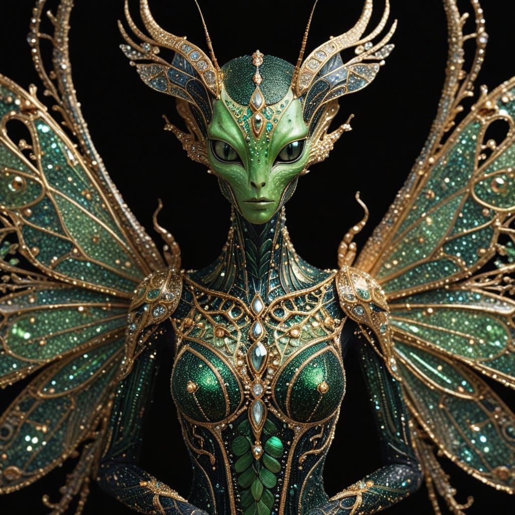 Glamorous Mantis in Art Deco Splendor