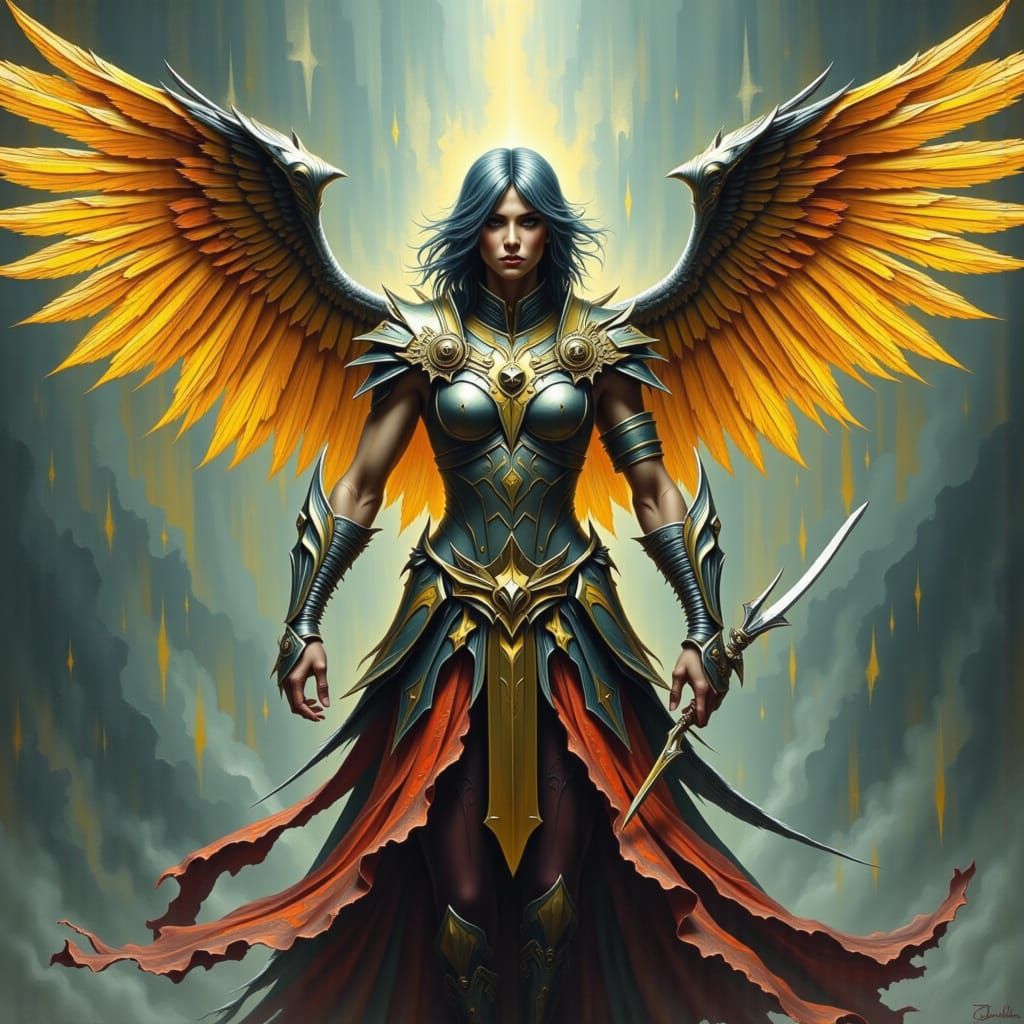 Dynamic Angel Warrior in Action