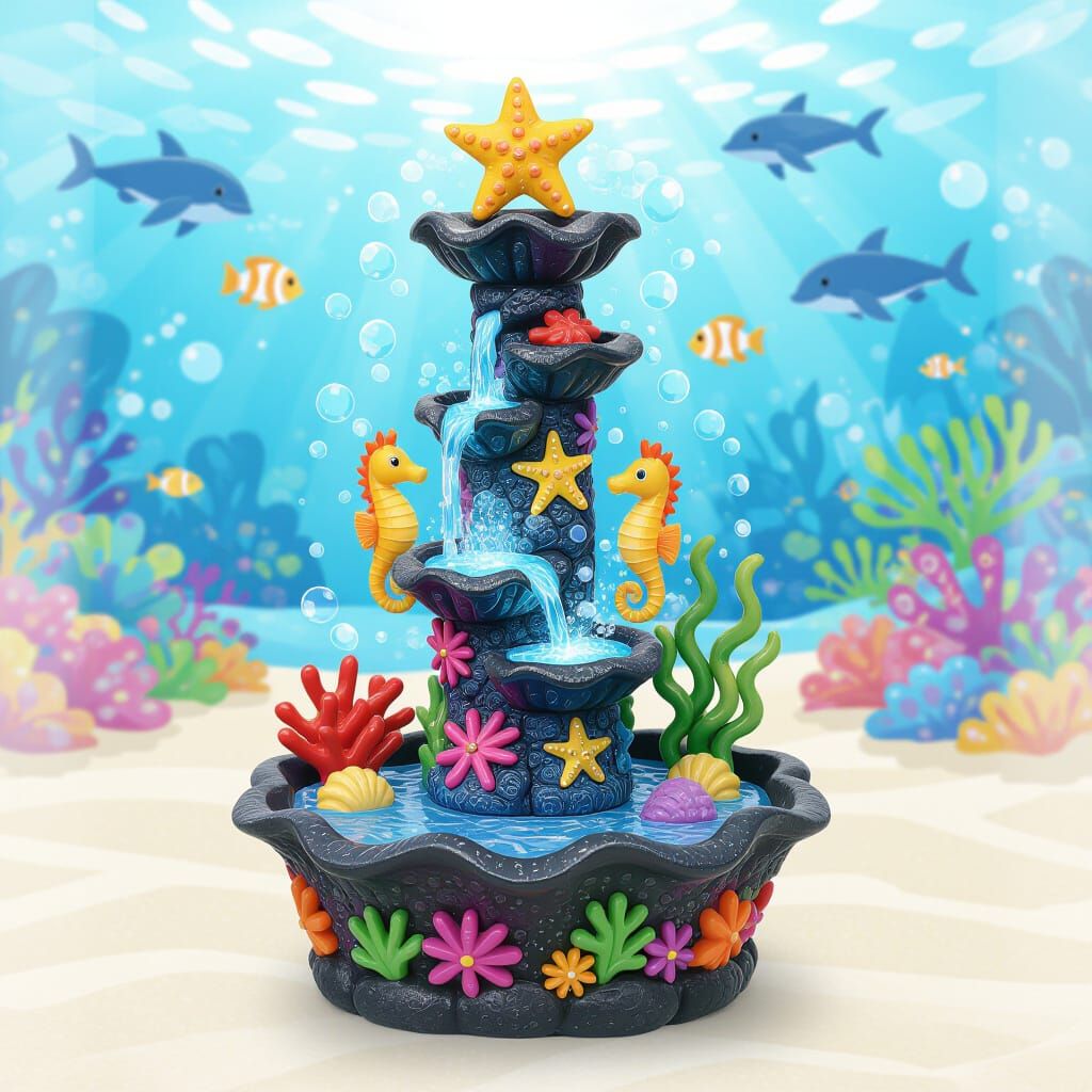 Underwater Lava Fountain with Seahorses