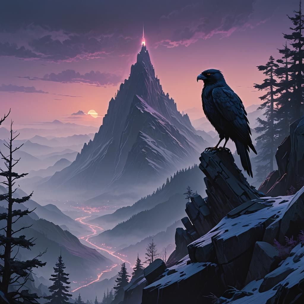 Shadowhawk on Misty Peak: Matte Painting