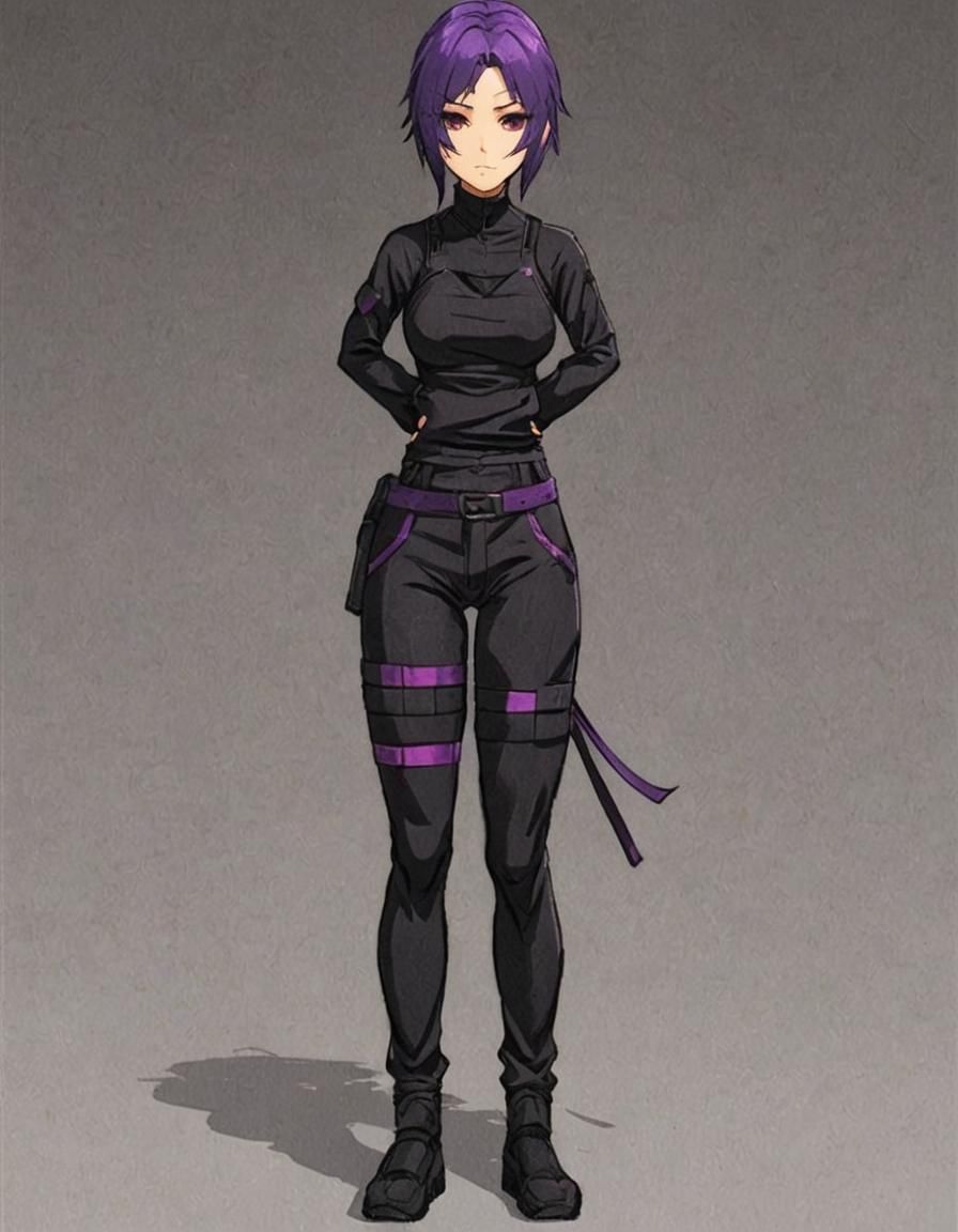 Anime Ninja Girl with Purple Hair in Summer