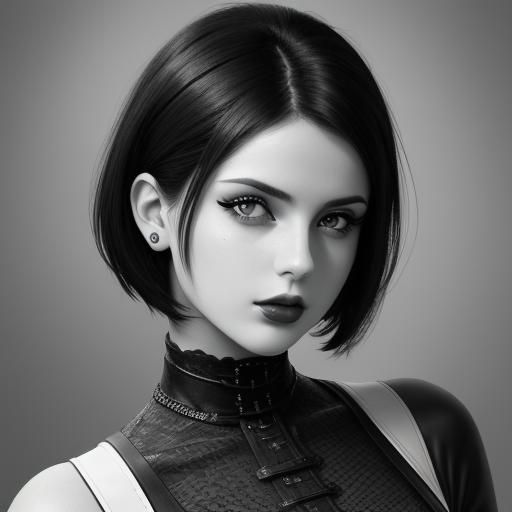 Photorealistic Portrait of Gothic Brunette in Industrial Sty...
