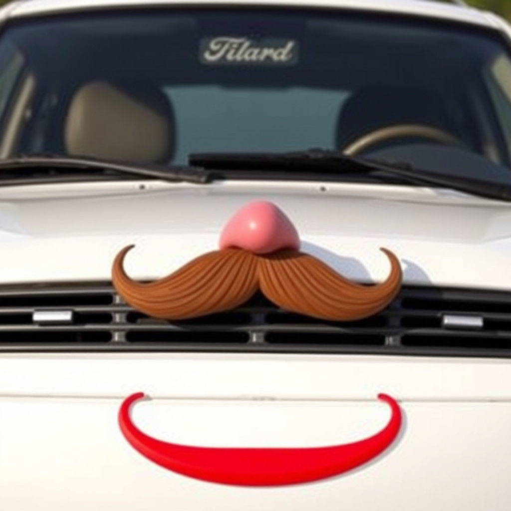 Car with a Mustache: A Whimsical Automobile