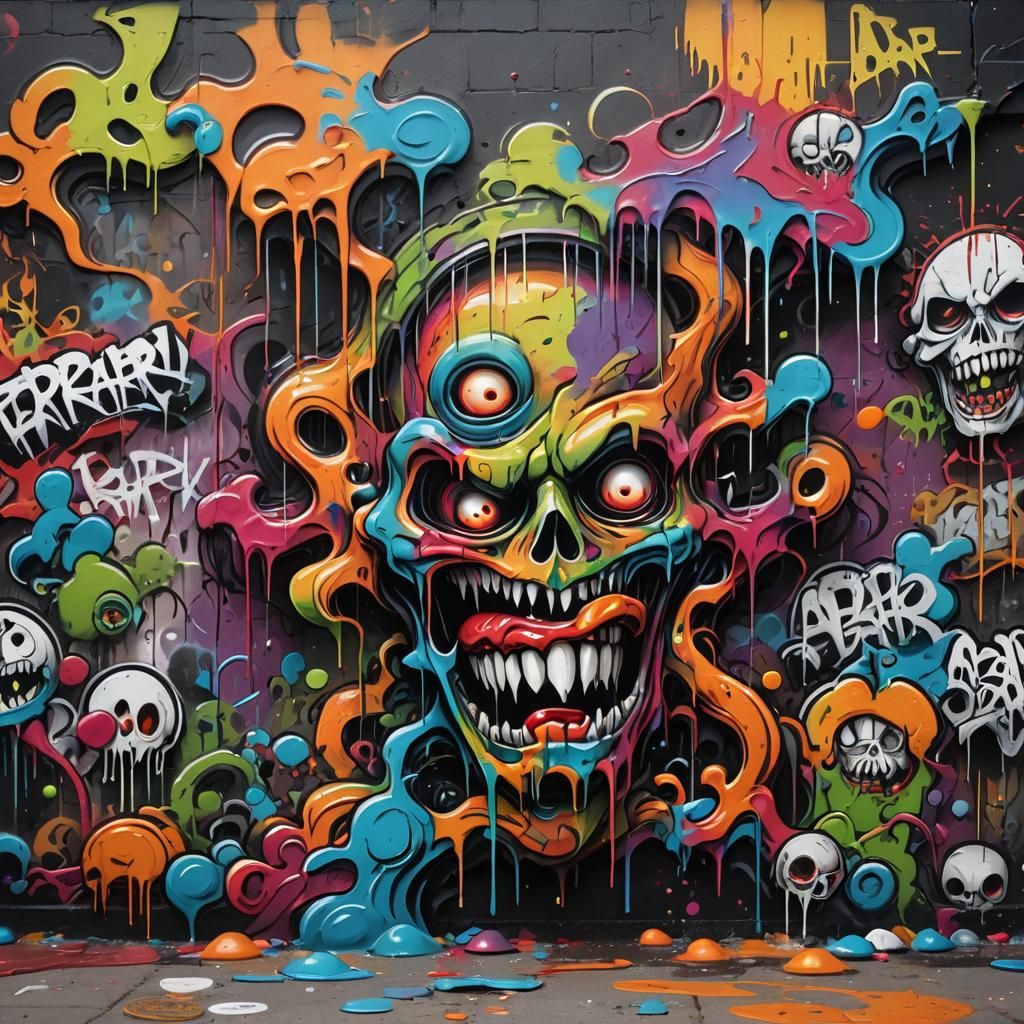 Scary Horror Land in Graffiti Art Style