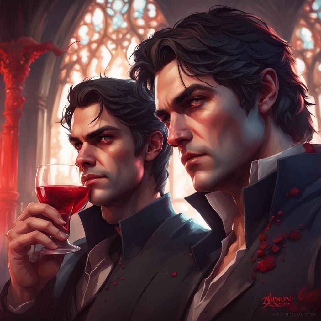 Vampire Brothers Portrait in Art Nouveau Style