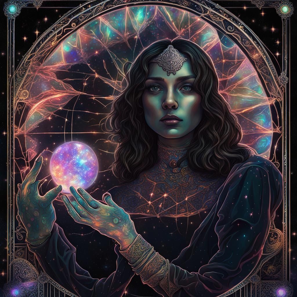 Holographic Cosmic Tarot Cards in Astral Illustration
