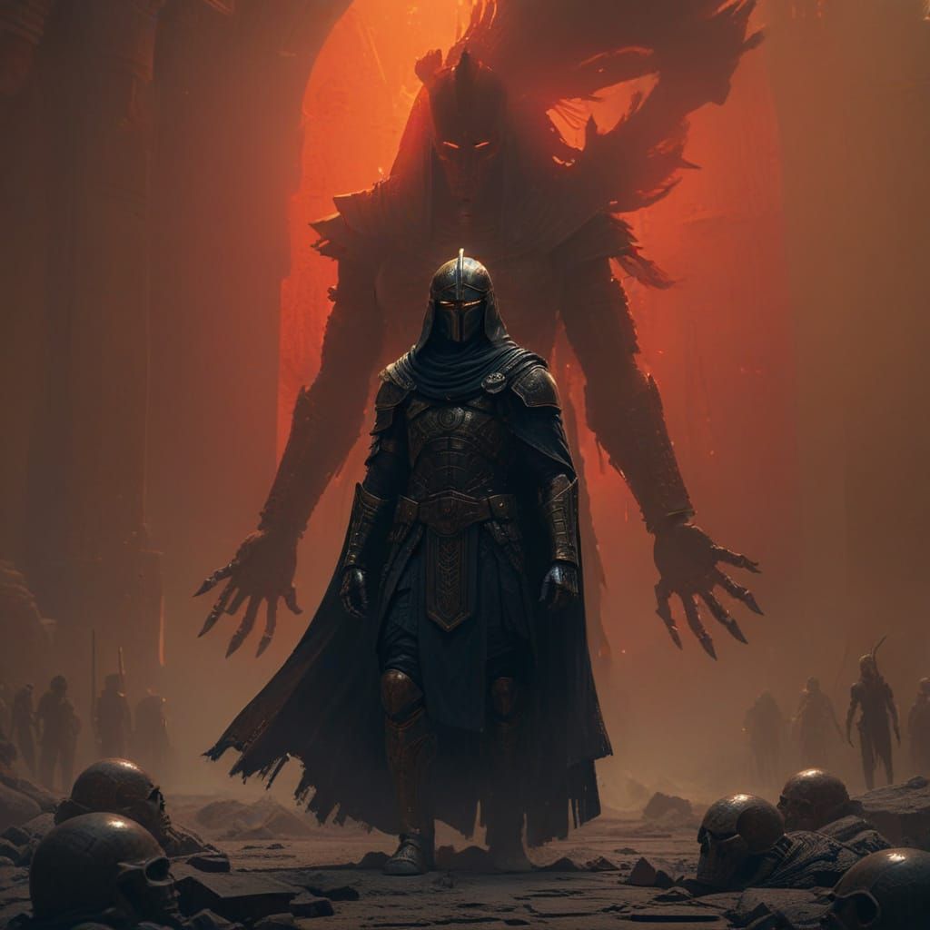 Astartes in Egyptian Temple, Moebius Style