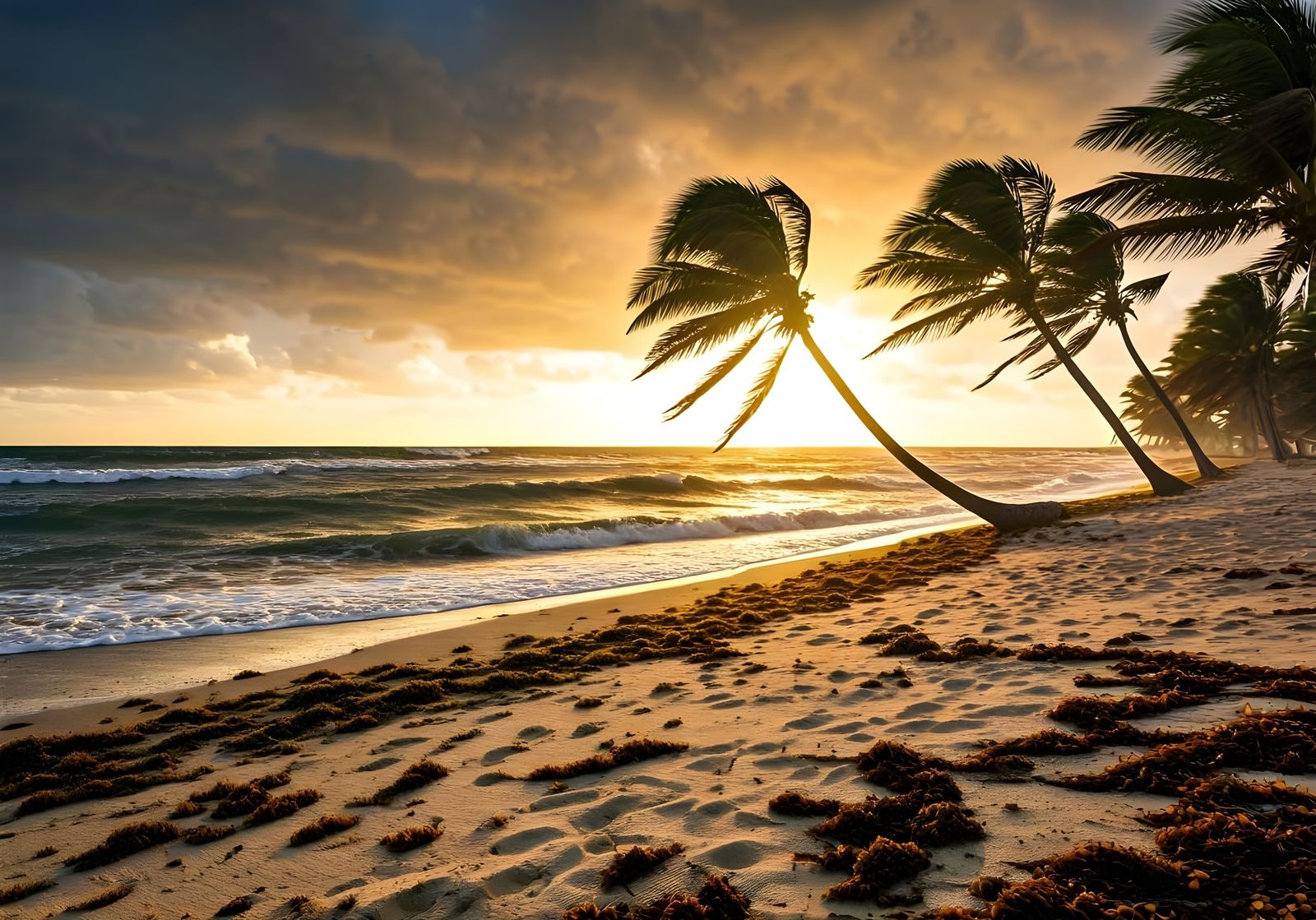 Stormy Sunset Over Ocean in Photorealism