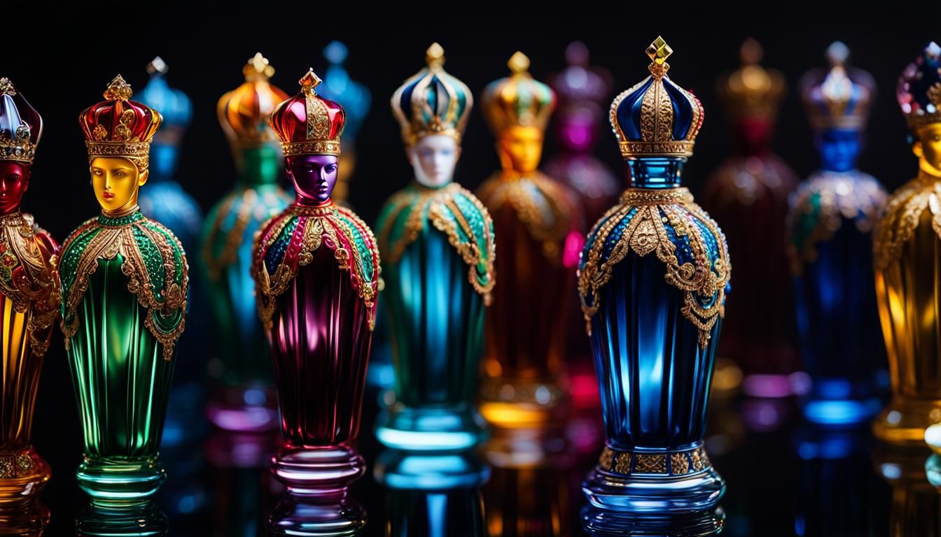 Colorful Glass Queen Figurines Product Showcase