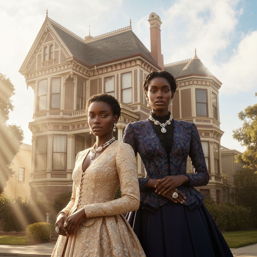 Victorian Women with Chopard Jewelry in Sunlight