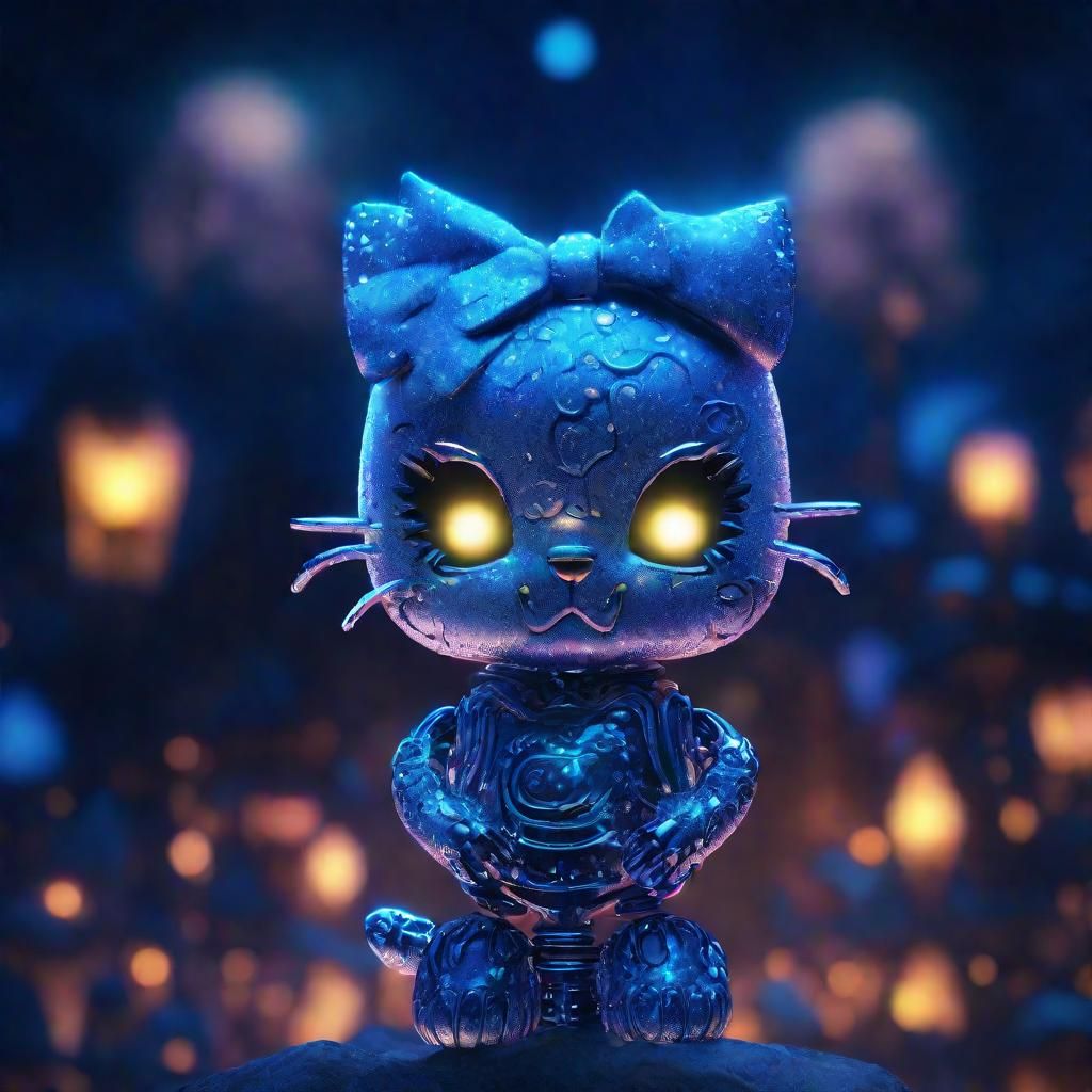Glowing Hello Kitty Skeleton in Magical Galaxy
