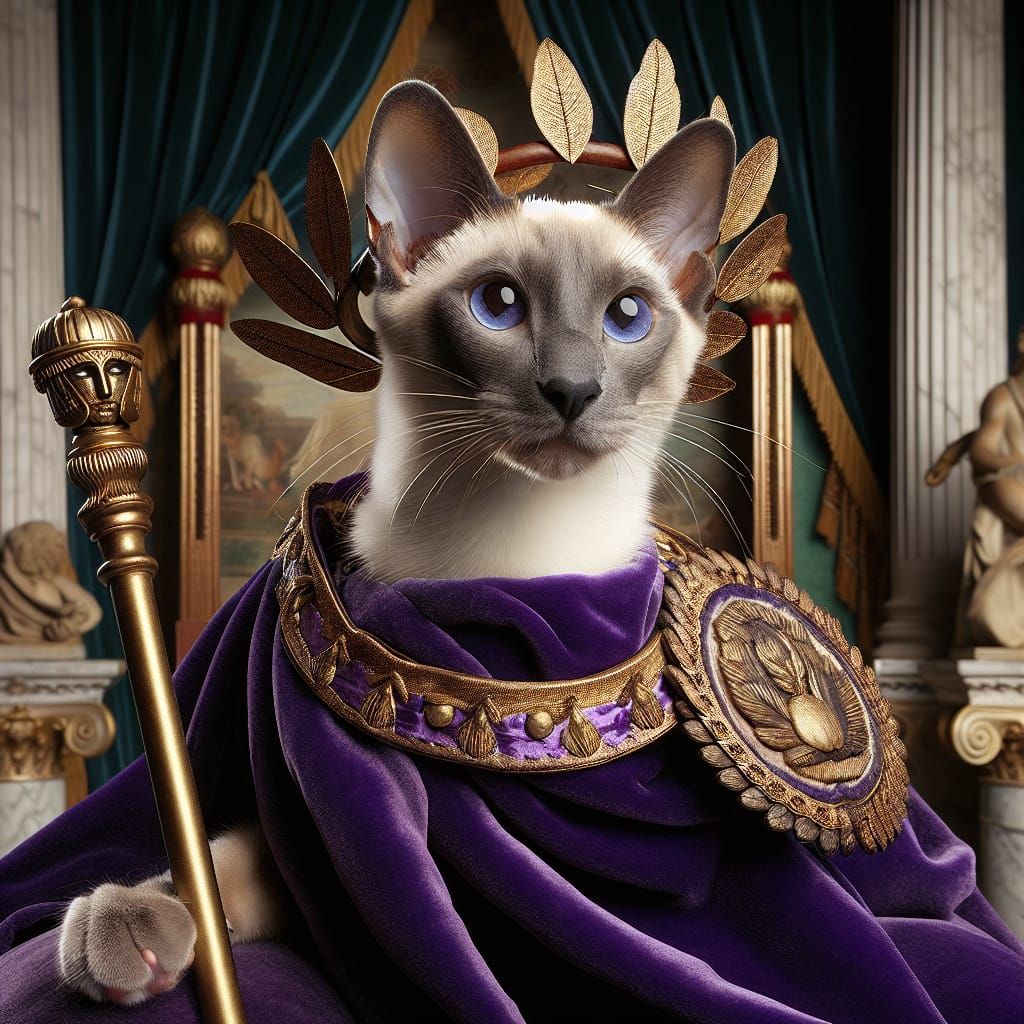 Oriental Siamese Cat as Roman Emperor