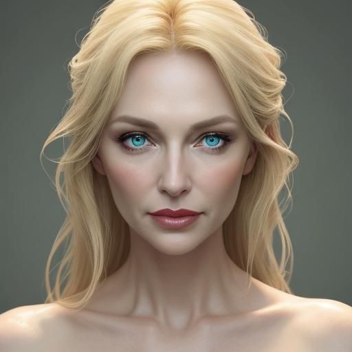Beautiful Blond Woman Portrait in Hyperrealistic Splash Art
