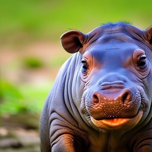 Cute Baby Hippo Smiling, Professional Photography