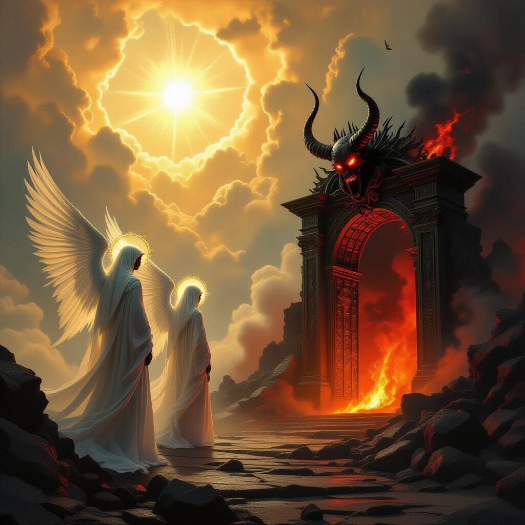Divine Heaven vs Infernal Hell Digital Painting