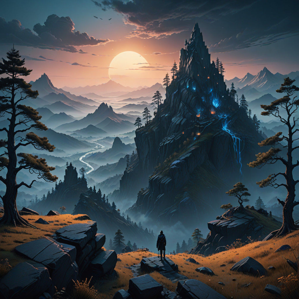 Surreal Monochromatic Masterpiece with Volumetric Lighting a...