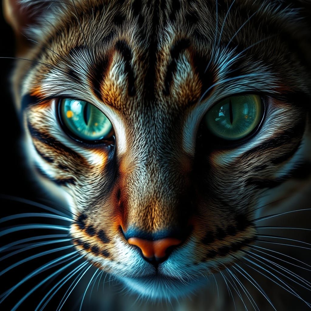 Intense Green Eyes of a Majestic Feline