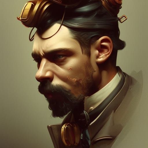Steampunk Man Portrait in Hyperdetailed Digital Art