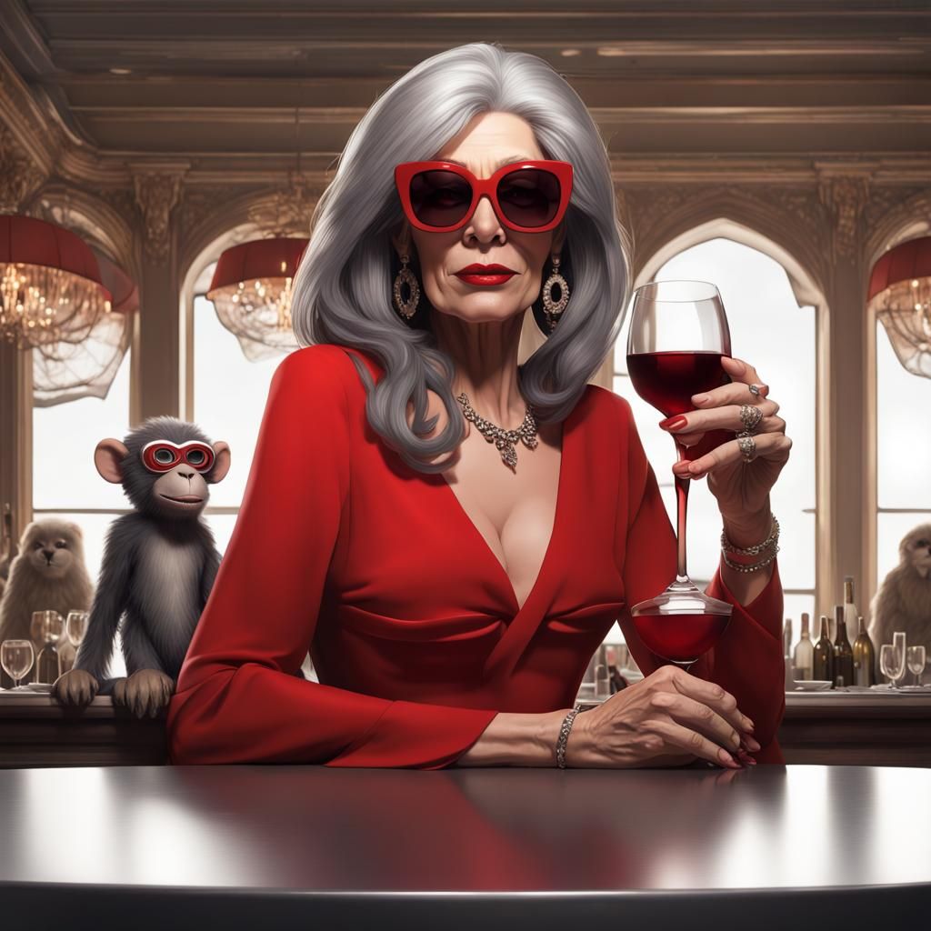 Woman with Wine, Artgerm and Mucha Style