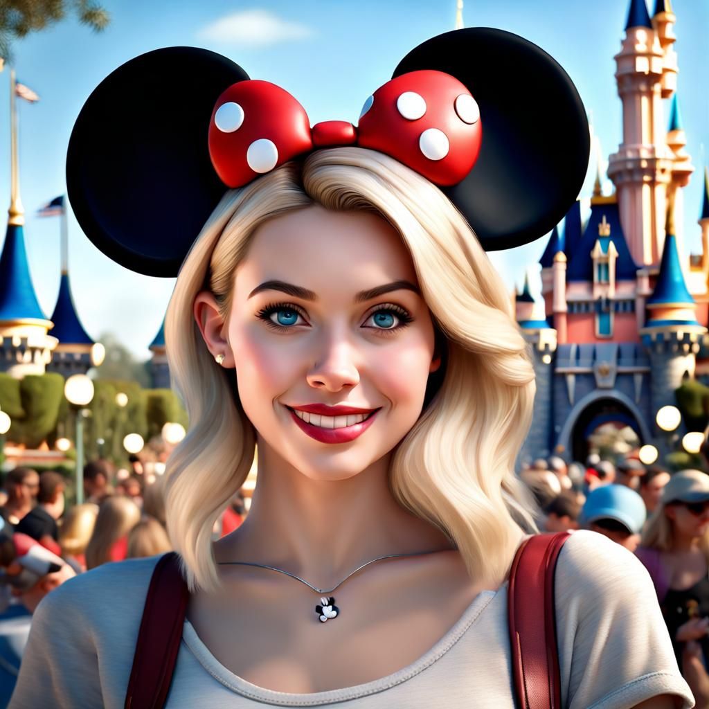 Blonde Woman with Mickey Ears at Disneyland