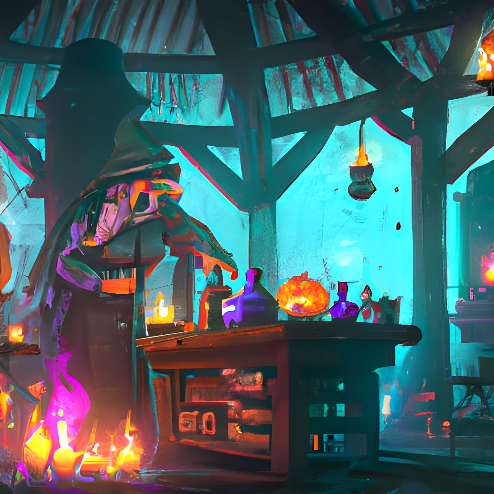 Witch Coven in Dark Fantasy Style