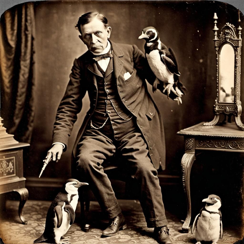 Undead Abomination with Penguin: A Sepia Horror