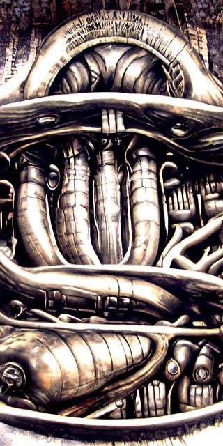 H.R. Giger academic art poster art woodcut 8K resolution 3D shading Unity 3D Unreal Engine Unreal Engine 5 steampunk
