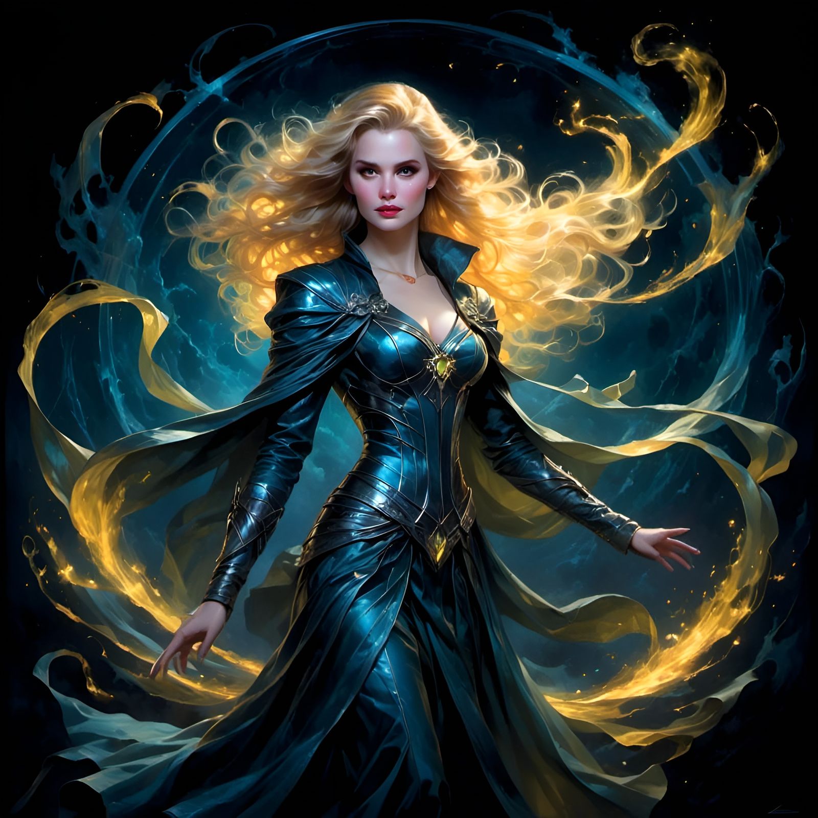 Opalescent Splash Art of Woman with Flowing Hair