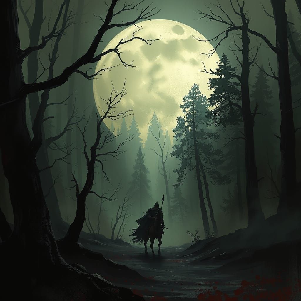 The Headless Knight Rides Under Dark Forest Skies