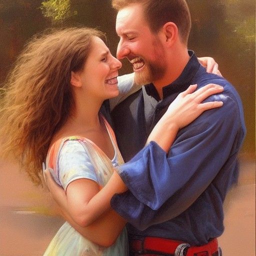 Happy Couple Oil Painting in Gurney Style