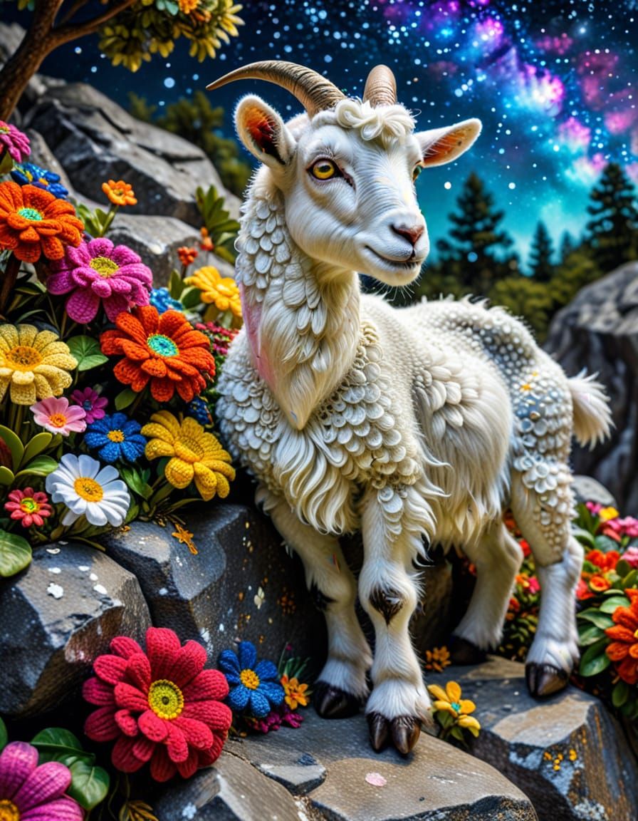 Extinct Goat and Duckling in Klimt Crochet