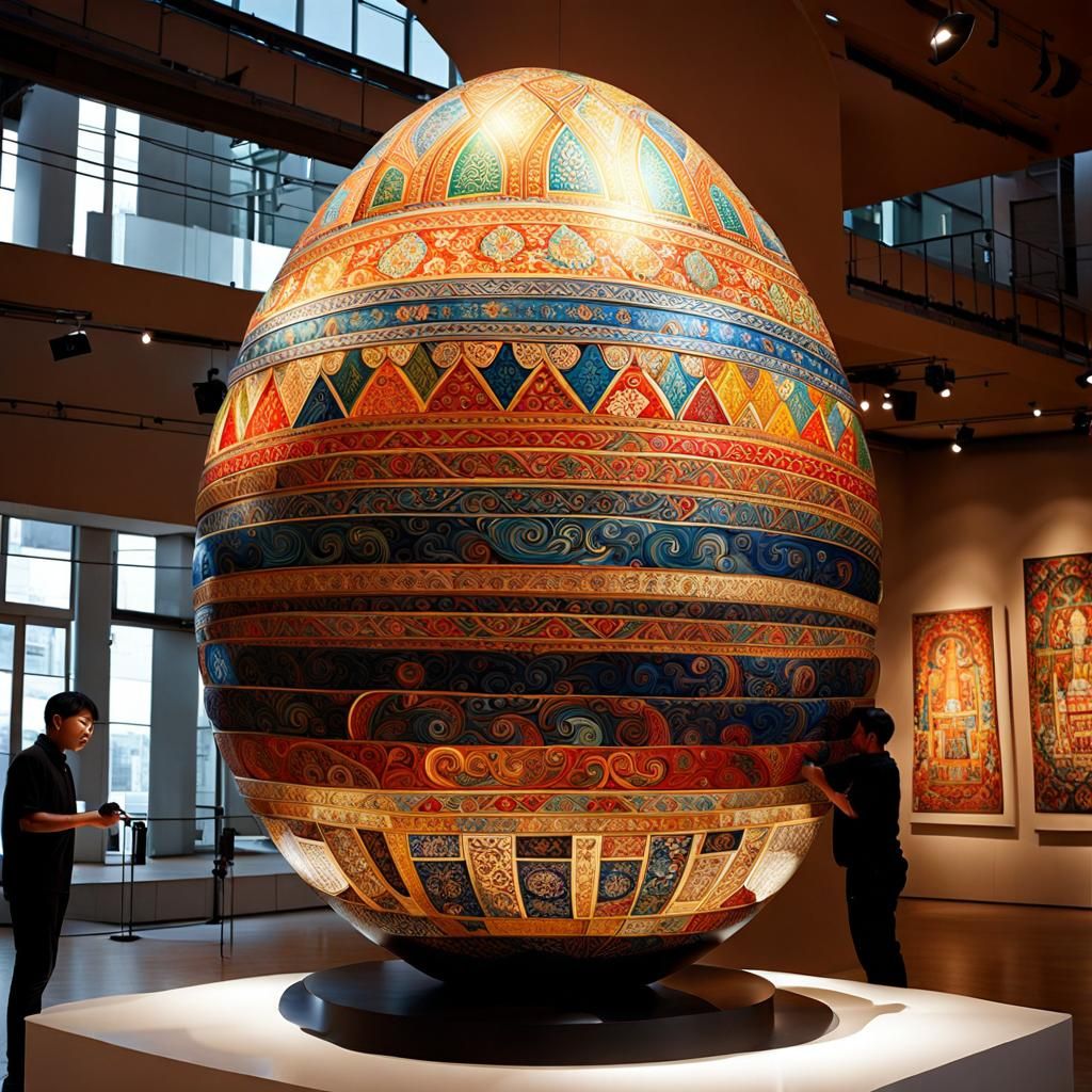 Ogre Calligraphy on Egg in Colorful Detail