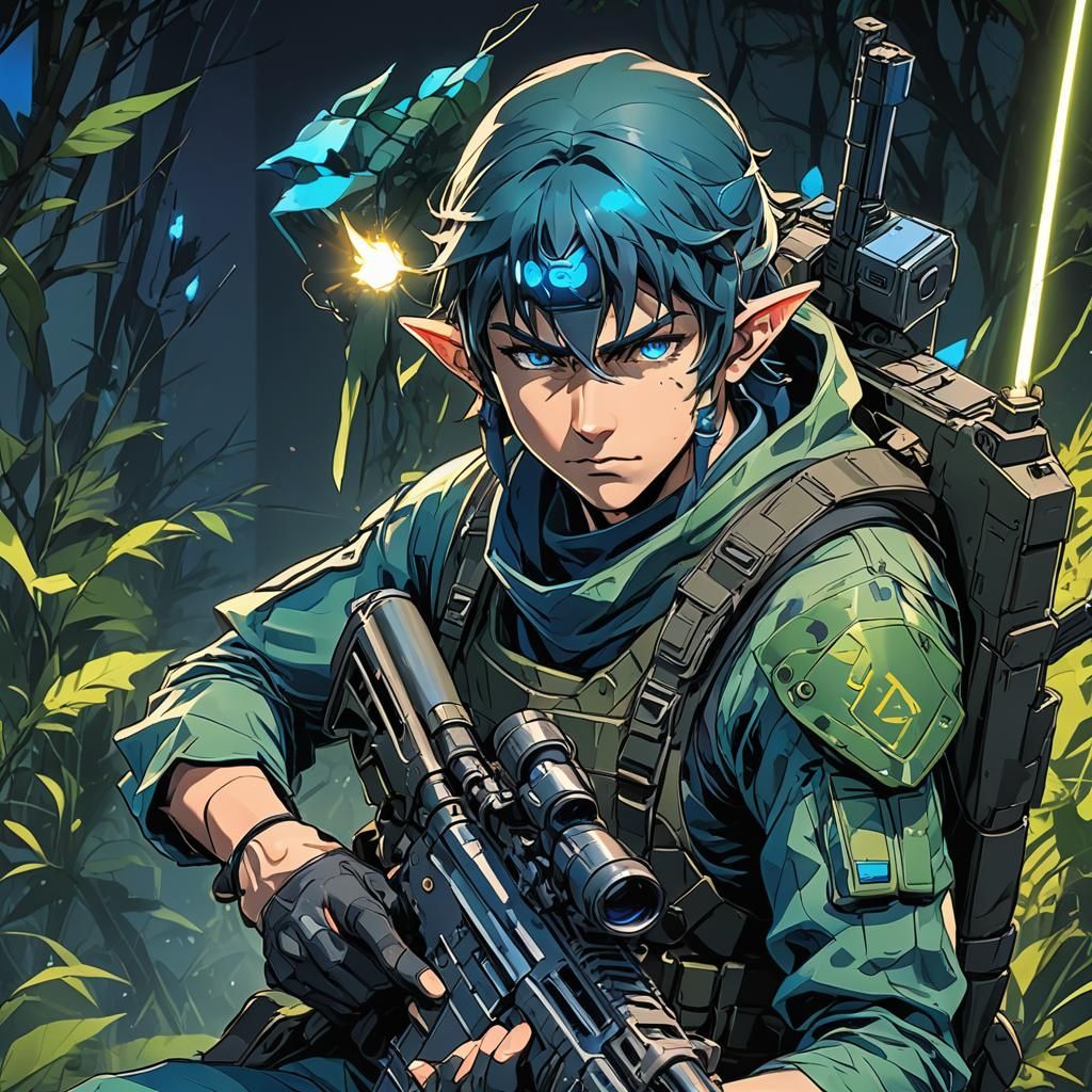 Elf Sniper in Tense Anime Action Scene