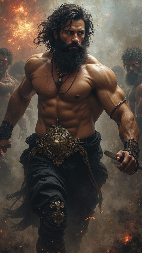 Greek God Charges into Battle in Baroque Digital Art