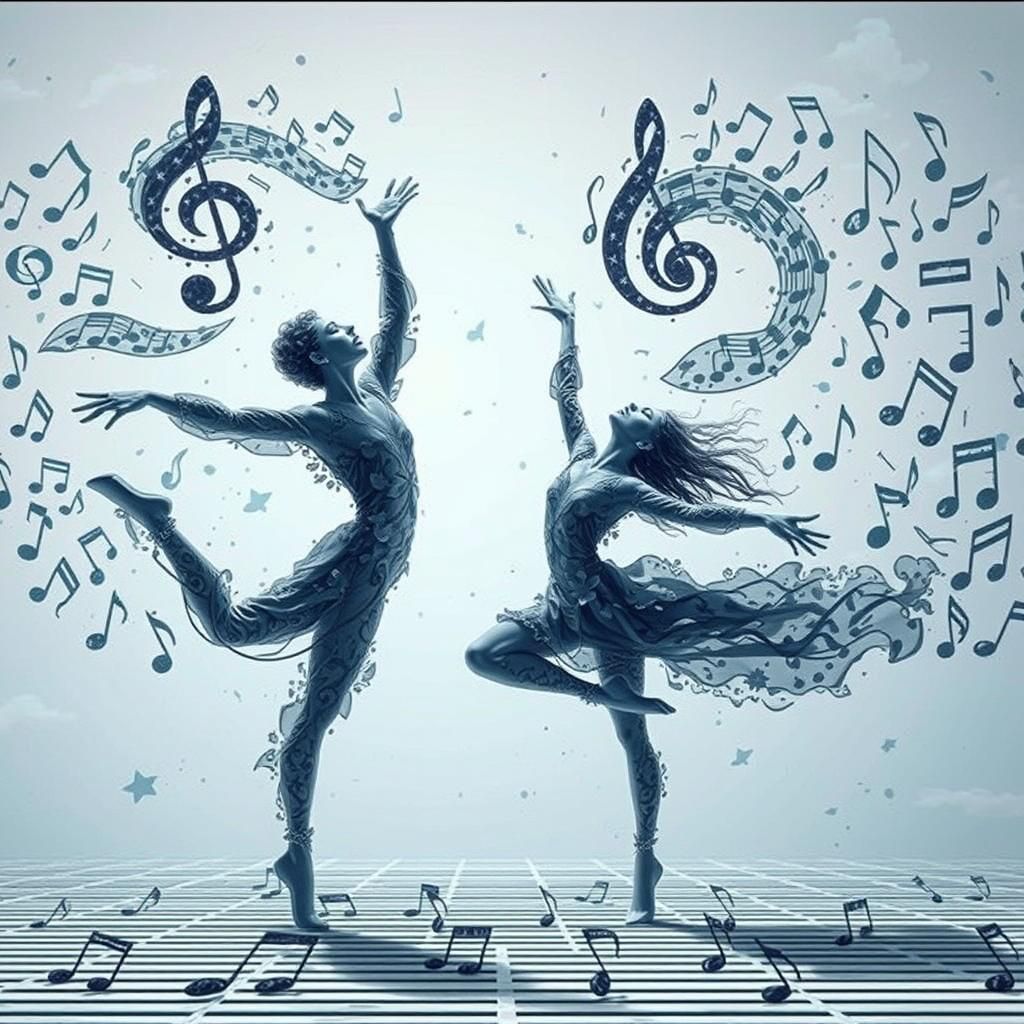 Woman Dancing in Dreamlike Futuristic Landscape