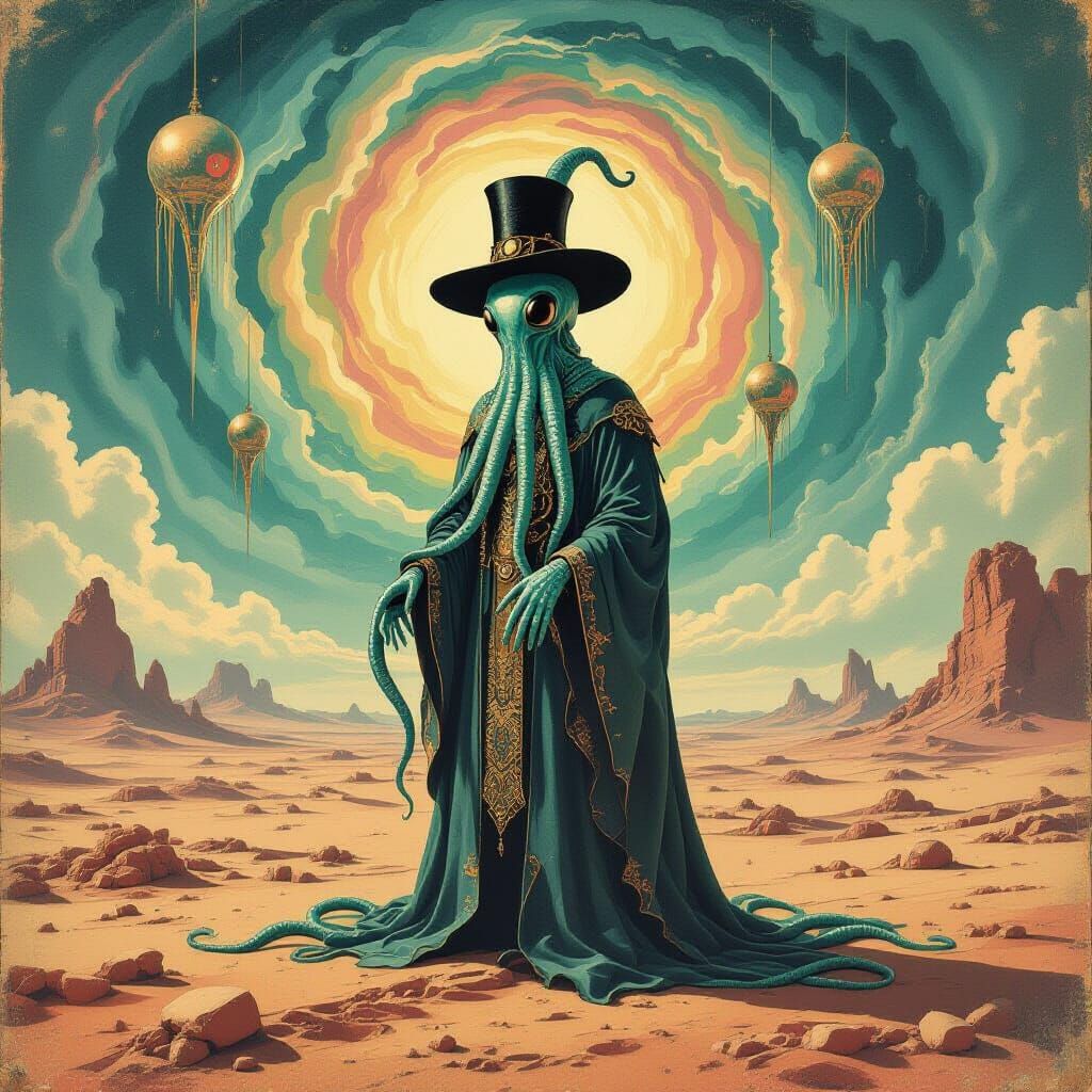 Extraterrestrial Octopus Saint on Worm Planet