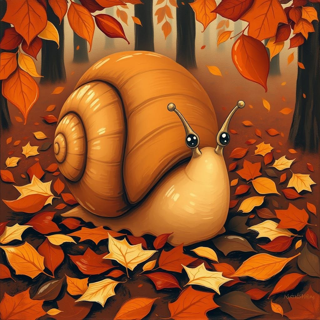 Giant Adorable Gastropods in Autumn Leaves