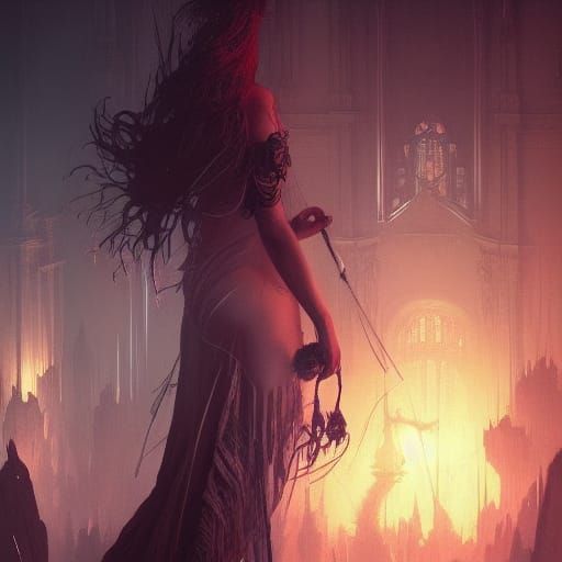 Dark Fantasy Masterpiece in Purple and Yellow