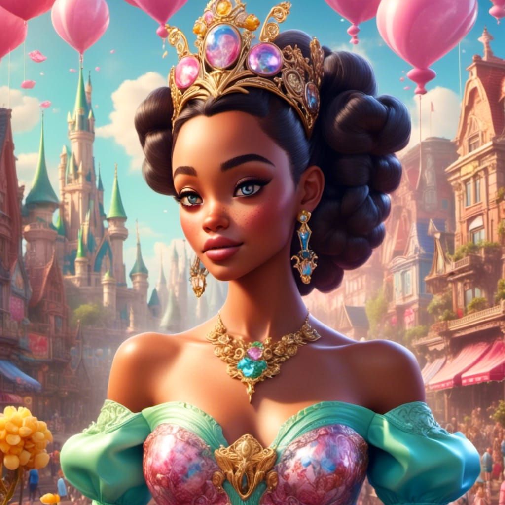 Tiana as Barbie: Candy Art Digital Illustration