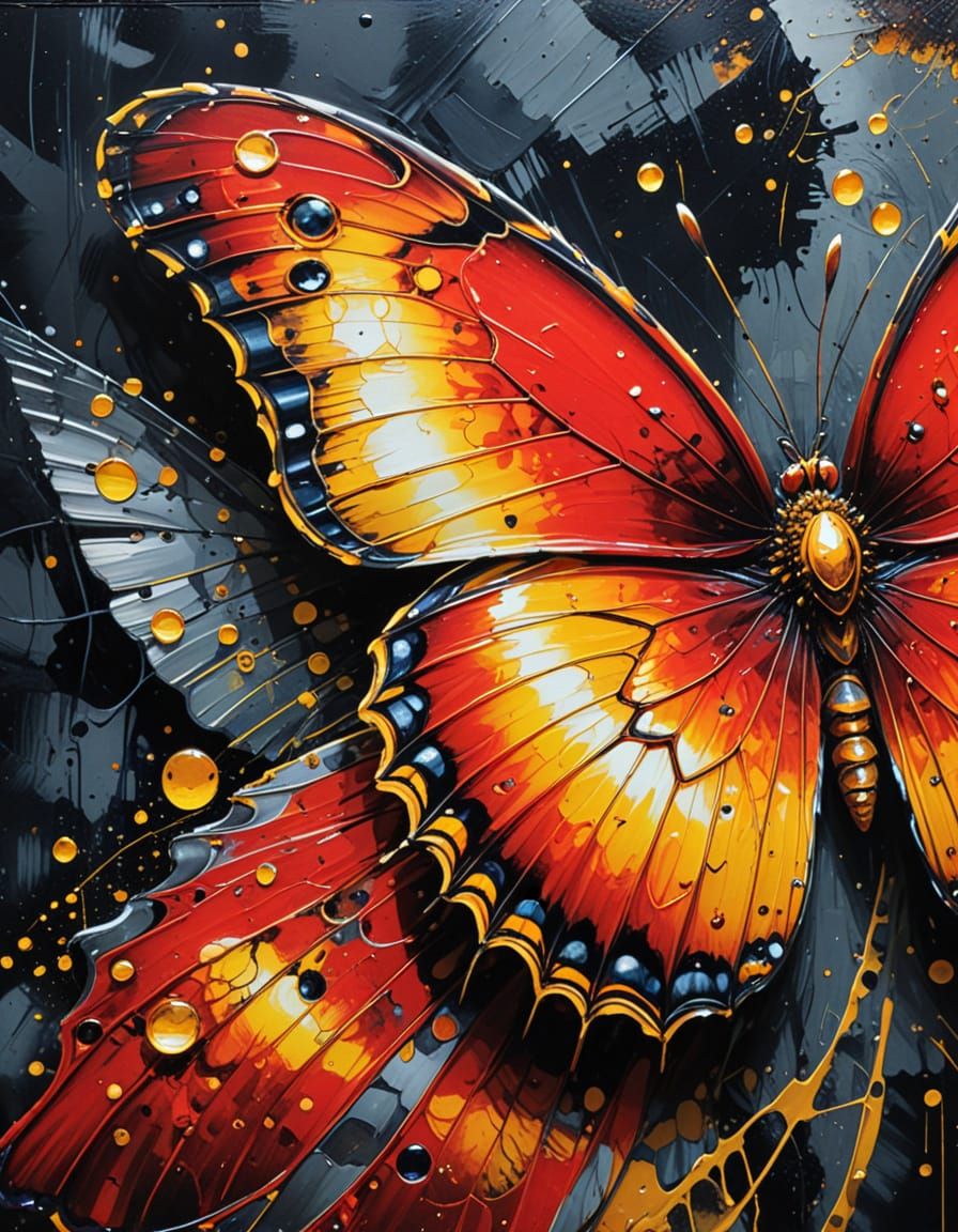 Steampunk Gothic Butterfly Wing Macro Oil Painting